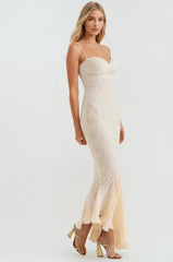 Celeste Ruched Lace Panel Maxi Dress