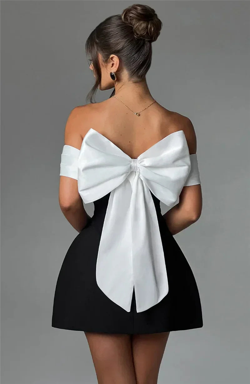 Bianca Satin Bow Mini Dress