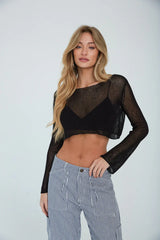 Hollie Cropped Long Sleeve Knit Top