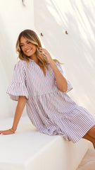 Tarnie Mini Dress - Brown Stripe