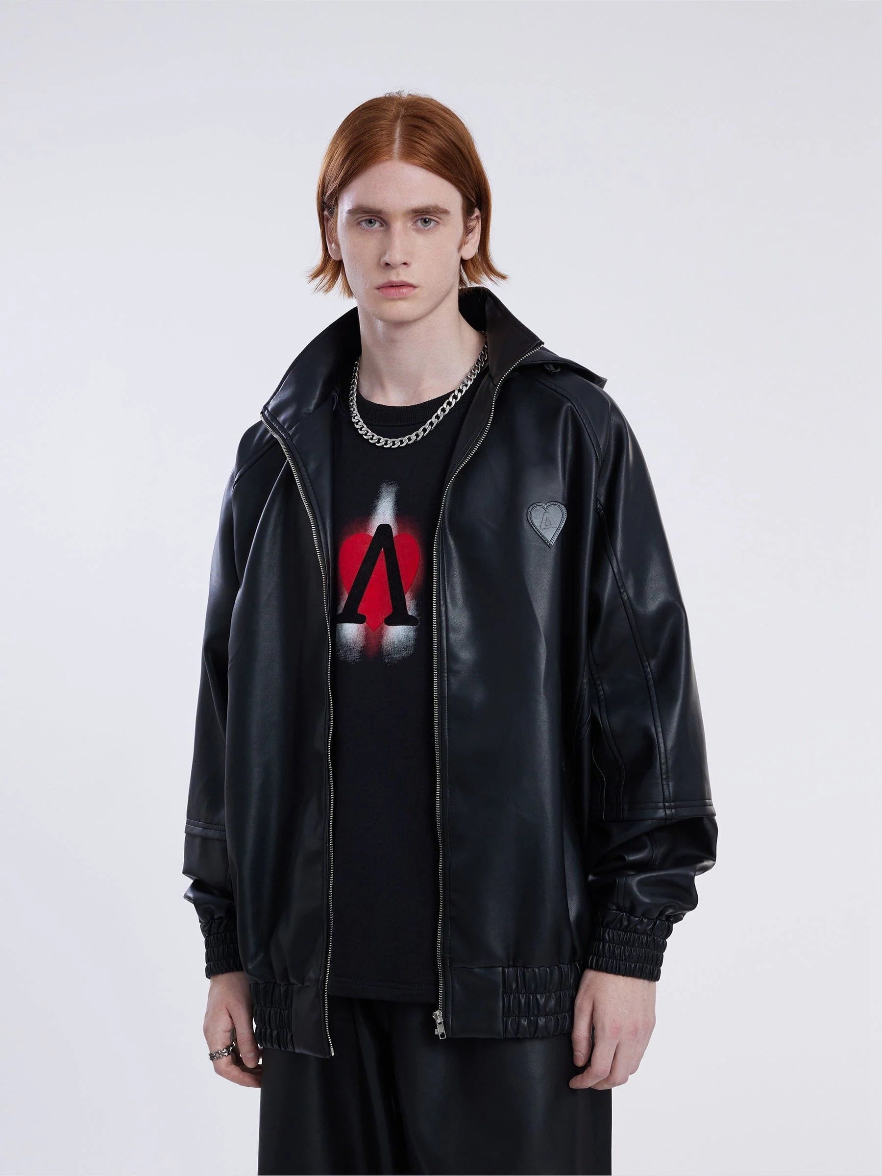 City Of Love Hooded Faux Leather Jacket