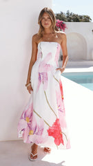 Lila Strapless Maxi Dress - Wildflower Pink