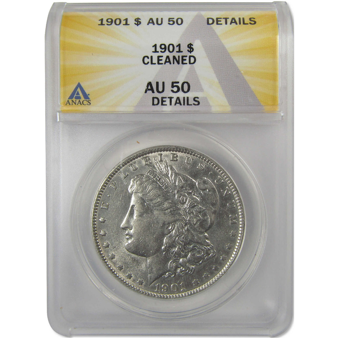 1901 Morgan Dollar AU 50 Details ANACS Silver $1 Coin SKU:I20402 - Morgan coin - Morgan silver dollar - Morgan silver dollar for sale - Profile Coins &amp; Collectibles