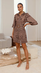 Xander Long Sleeve Mini Dress - Espresso