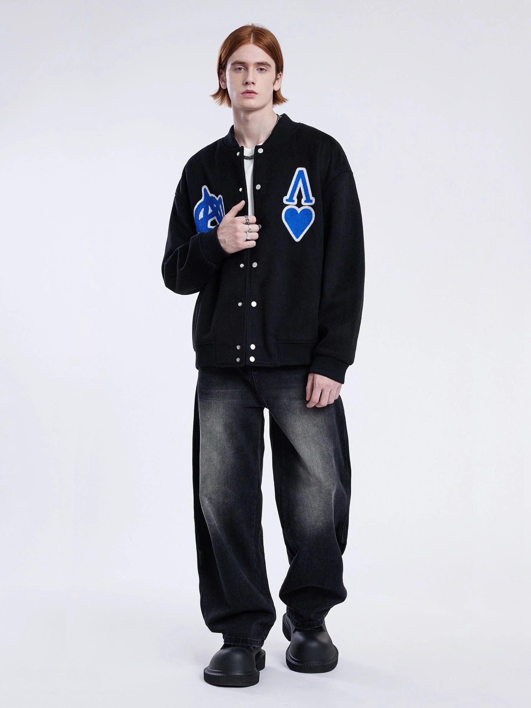 Aelfric Eden Patchwork Embroidery Varsity Jacket