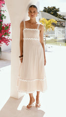 Raelynn Midi Dress - Beige/White