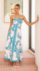 Madra Maxi Dress - Aqua / Pink Zayna