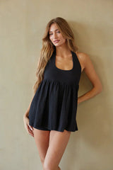 Dakota Tie Halter Babydoll Romper