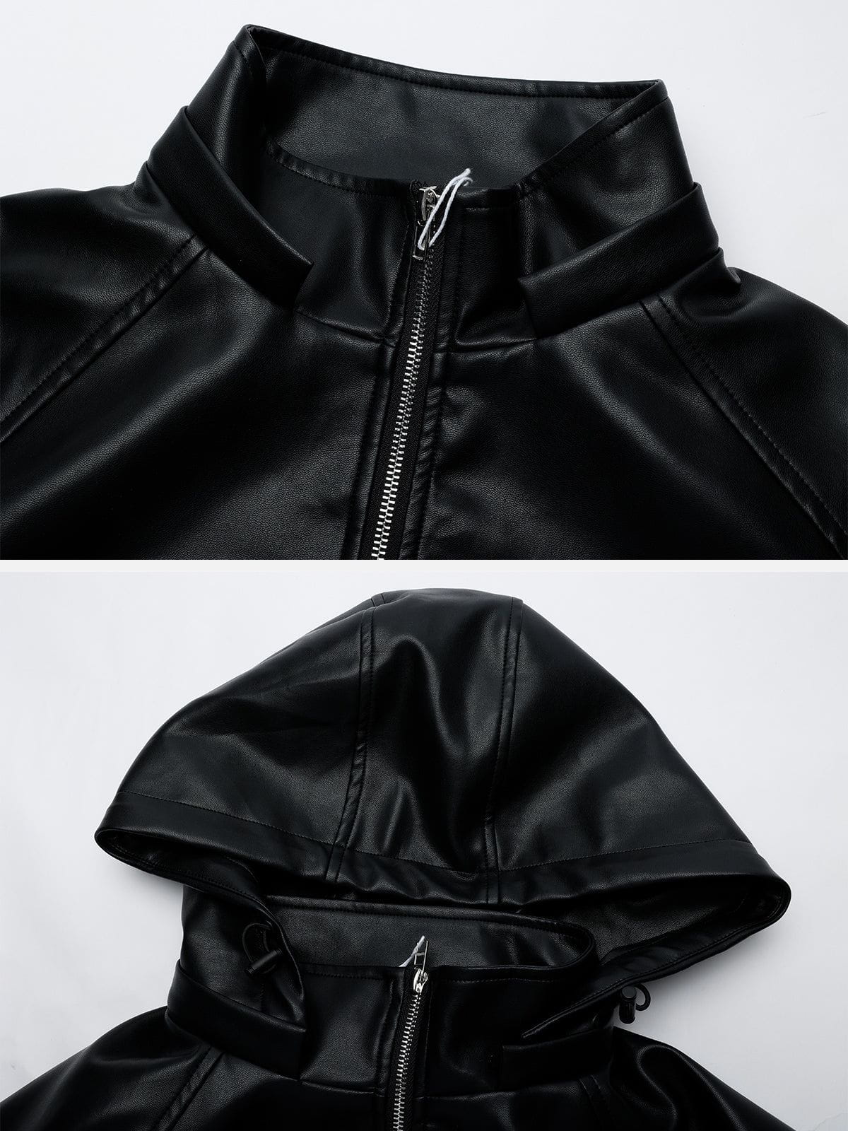 City Of Love Hooded Faux Leather Jacket
