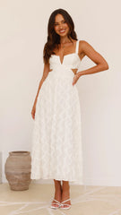 Jenny Side Cut Midi Dress - Cream