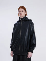 City Of Love Hooded Faux Leather Jacket