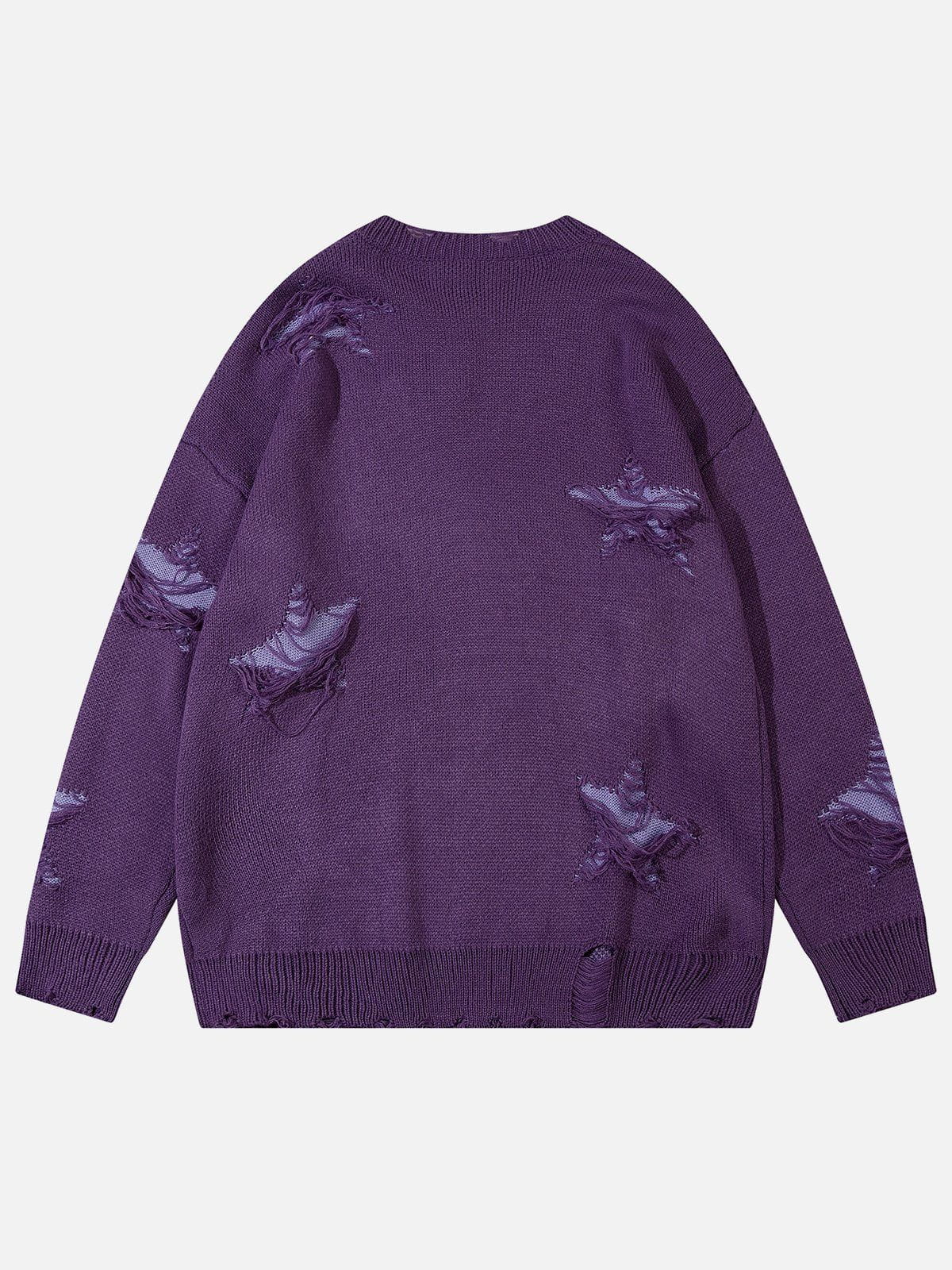 Aelfric Eden Solid Star Distressed Sweater
