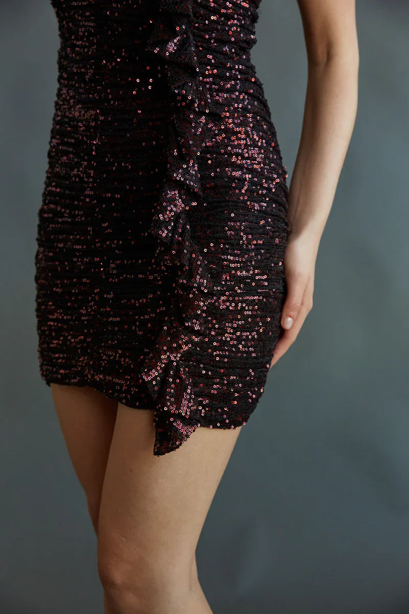 Veronica Strapless Ruched Sequin Bodycon Mini Dress