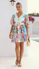 Tasha Mini Dress - Positano Blue