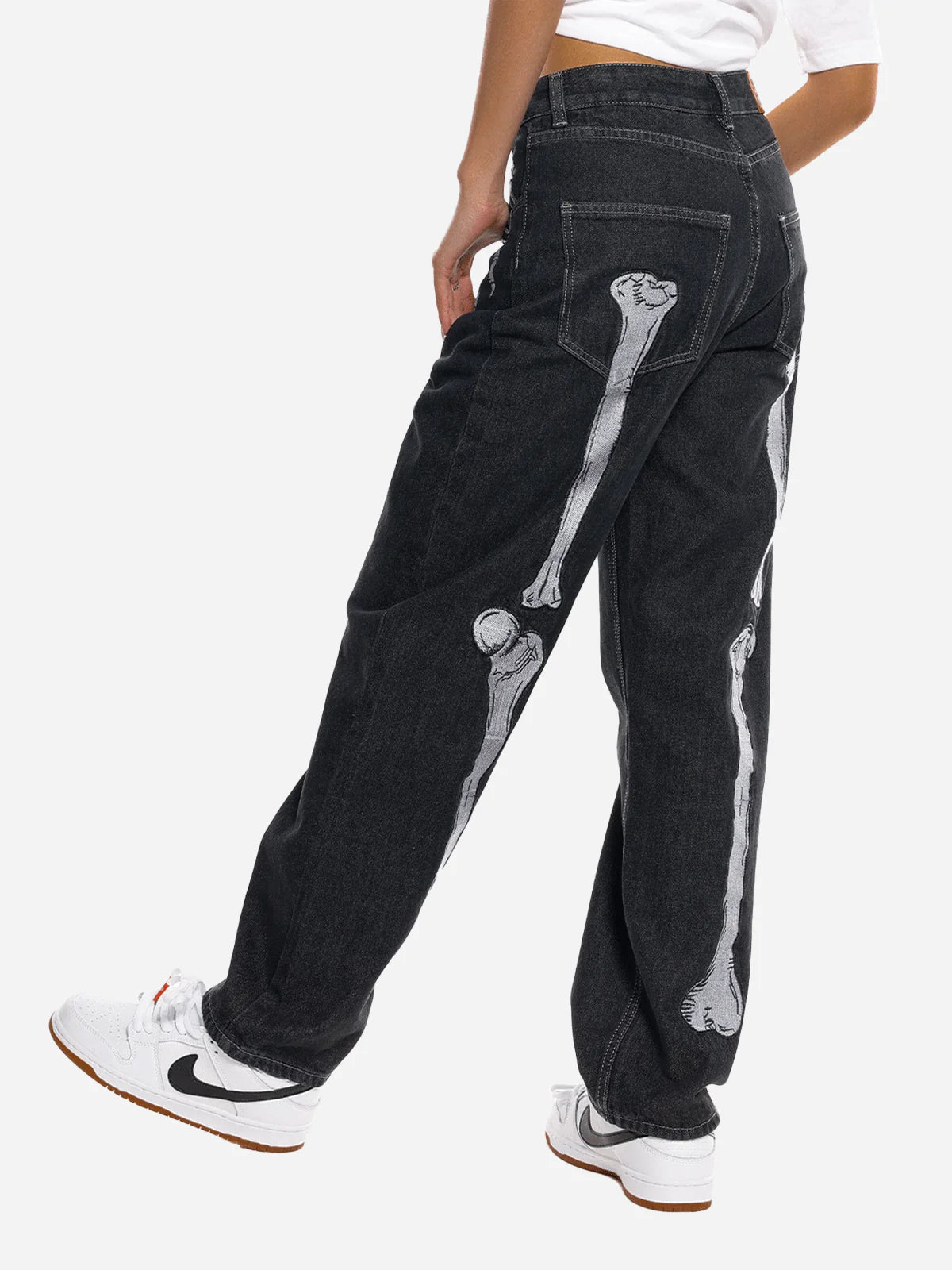 Aelfric Eden Skull Bone Embroidery Loose Jeans
