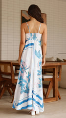 Kaethe Maxi Dress - White/Blue