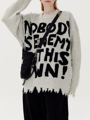 Aelfric Eden Letters Ripped Hole Sweater