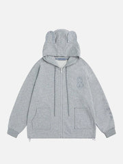 Aelfric Eden Embroidery Rabbit Ears Zip Up Hoodie