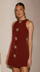 Daray Mini Dress - Burgundy/Star