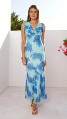 Nikova Maxi Dress - Blue Floral