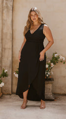 Pamela V Neck Maxi Dress - Black