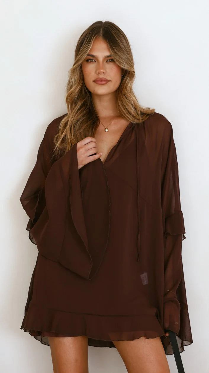 Leera Mini Dress - Chocolate