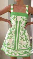 Maegan Mini Dress - Sage / Cream