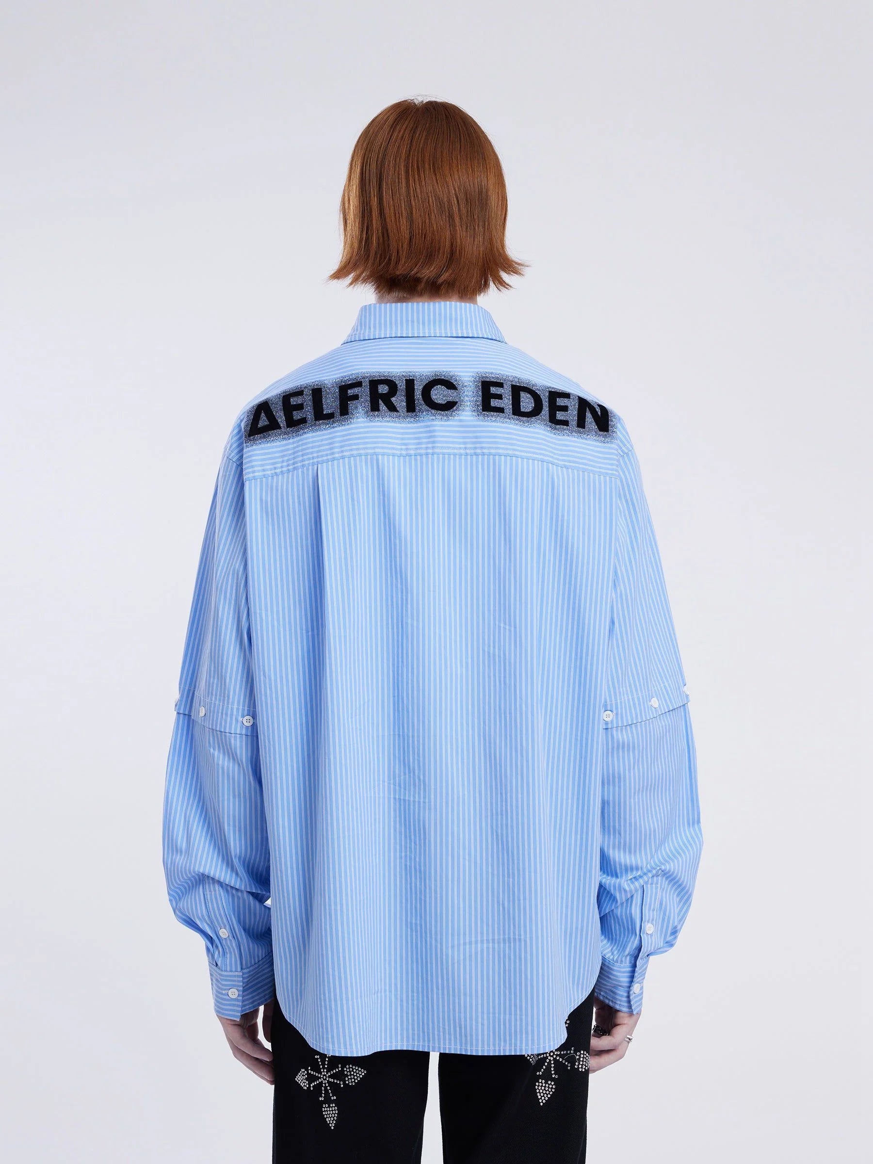 City Of Love Detachable Sleeve Stripe Long Sleeve Shirt