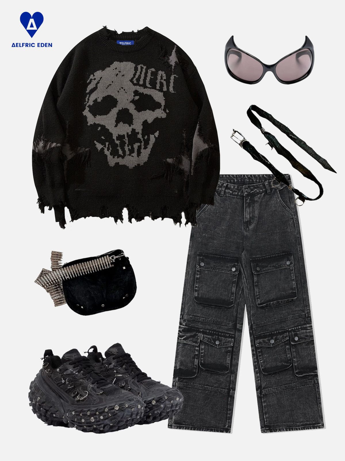Aelfric Eden Distressed Skull Sweater