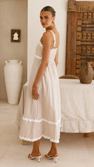 Raelynn Midi Dress - Beige/White