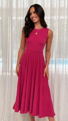 Kaida Midi Dress - Berry