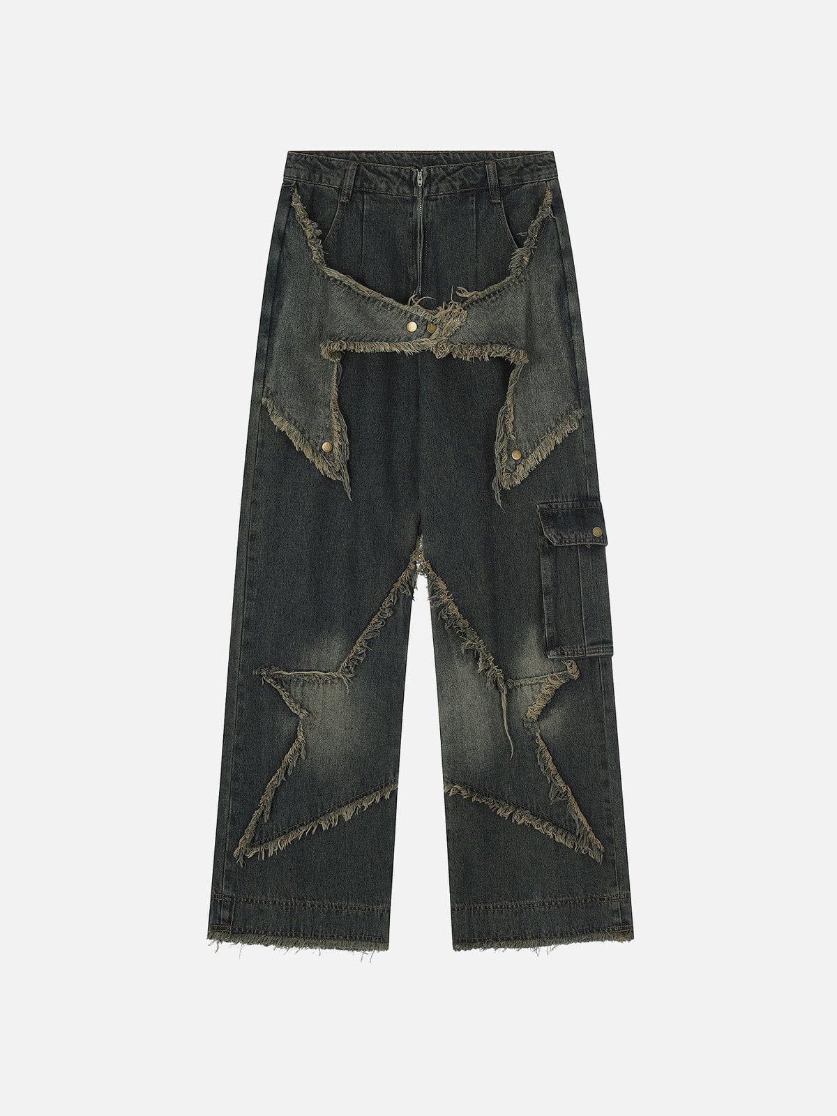 Aelfric Eden Distressed Effect Patchwork Star Denim Jeans