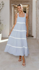 Lavina Maxi Dress - Blue/White