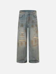 Aelfric Eden Mud Dyeing Distressed Jeans