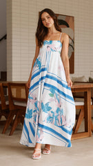 Kaethe Maxi Dress - White/Blue