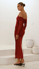 Isadora Off Shoulder Maxi Dress - Wine