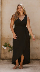 Pamela V Neck Maxi Dress - Black