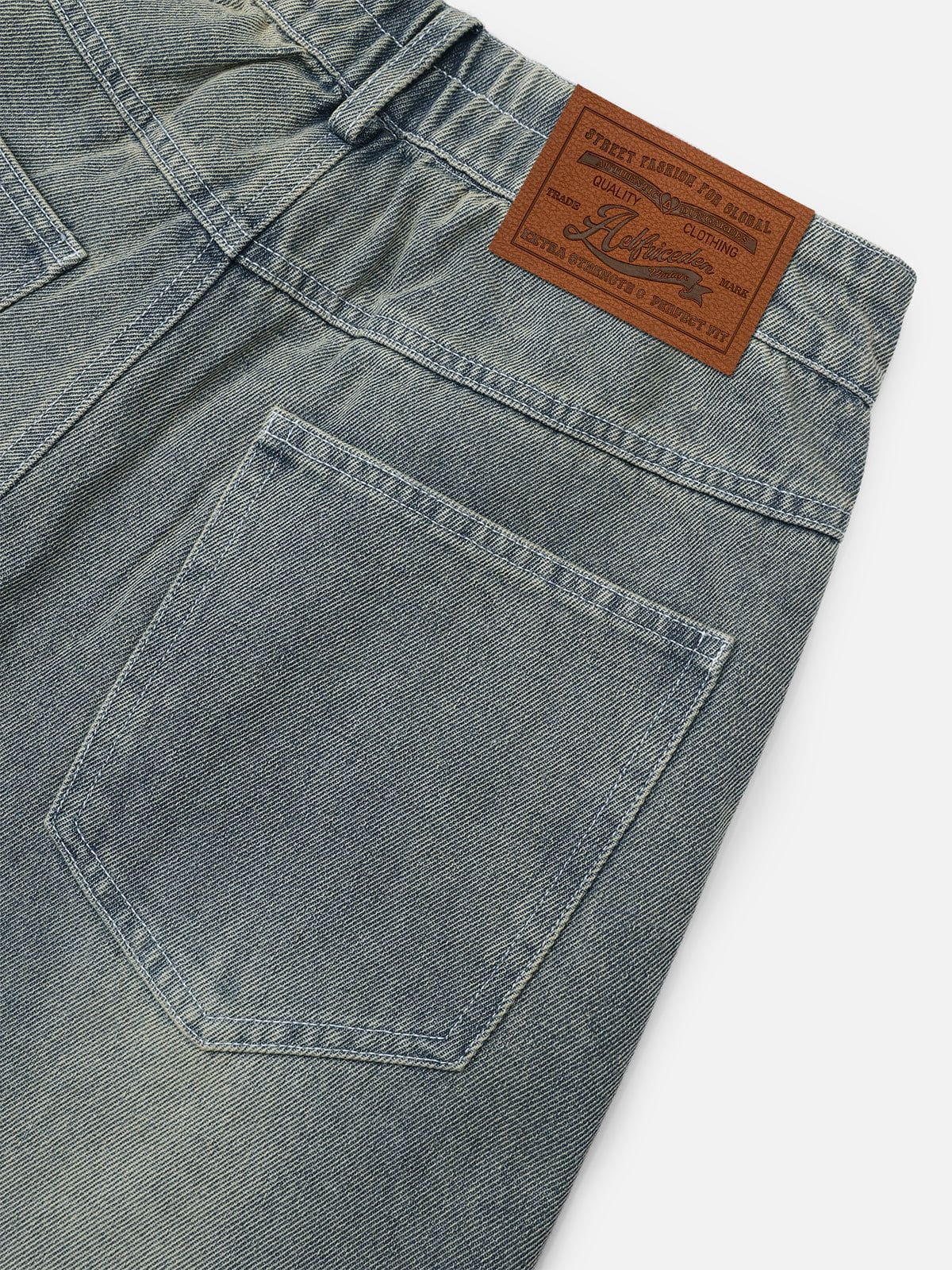 Aelfric Eden Vintage Distressed Leather Patchwork Jeans