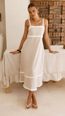 Raelynn Midi Dress - Beige/White