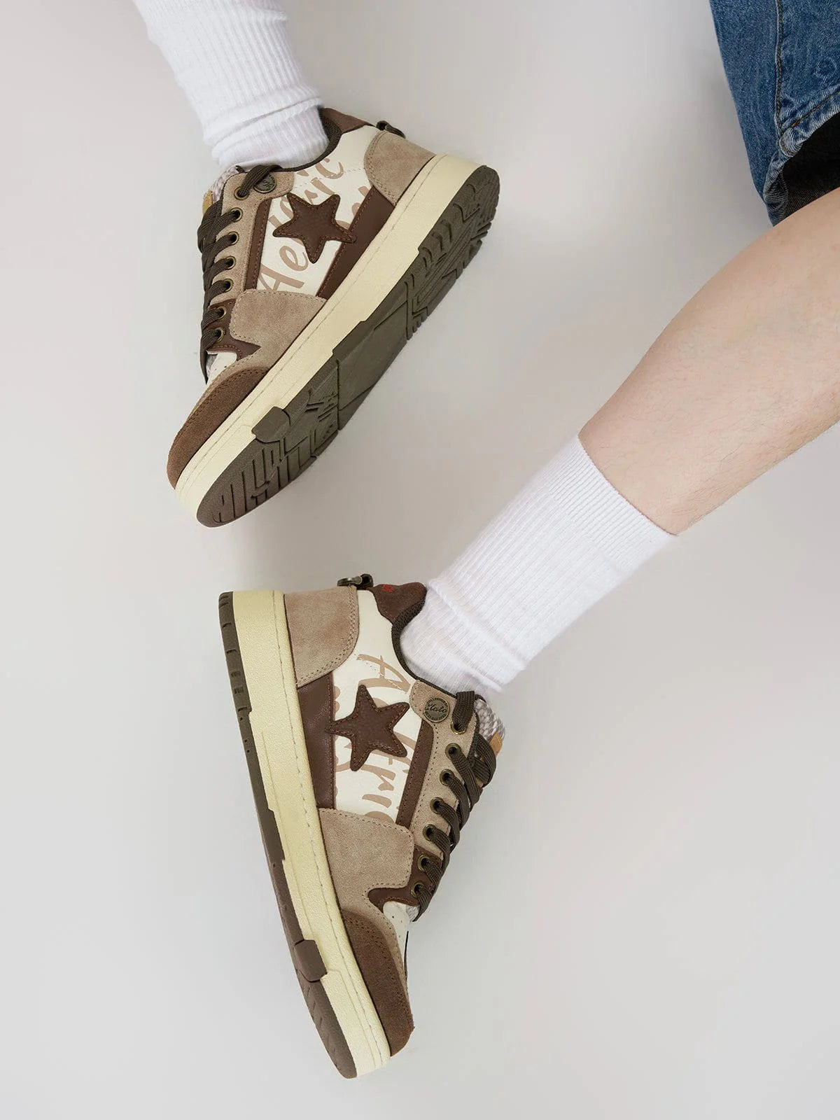 StarryClimb Vintage Star Patchwork Skate Shoes