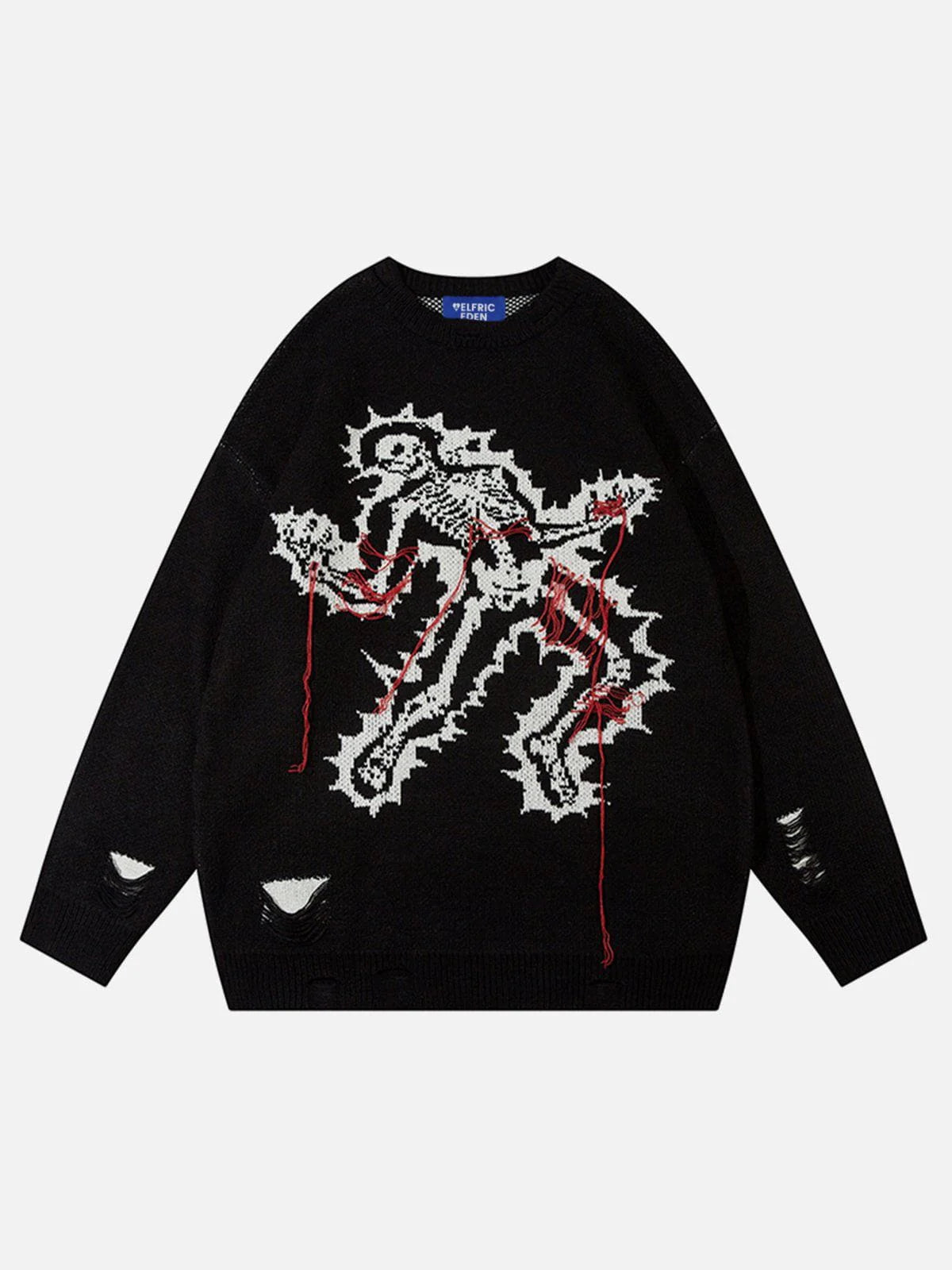 Aelfric Eden Electric Skeleton Jacquard Distressed Sweater