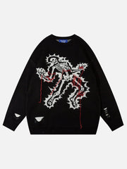 Aelfric Eden Electric Skeleton Jacquard Distressed Sweater