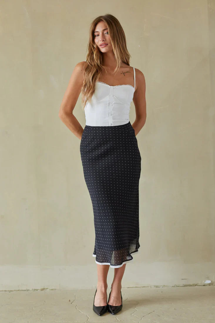 Melissa Polka Dot Midi Skirt