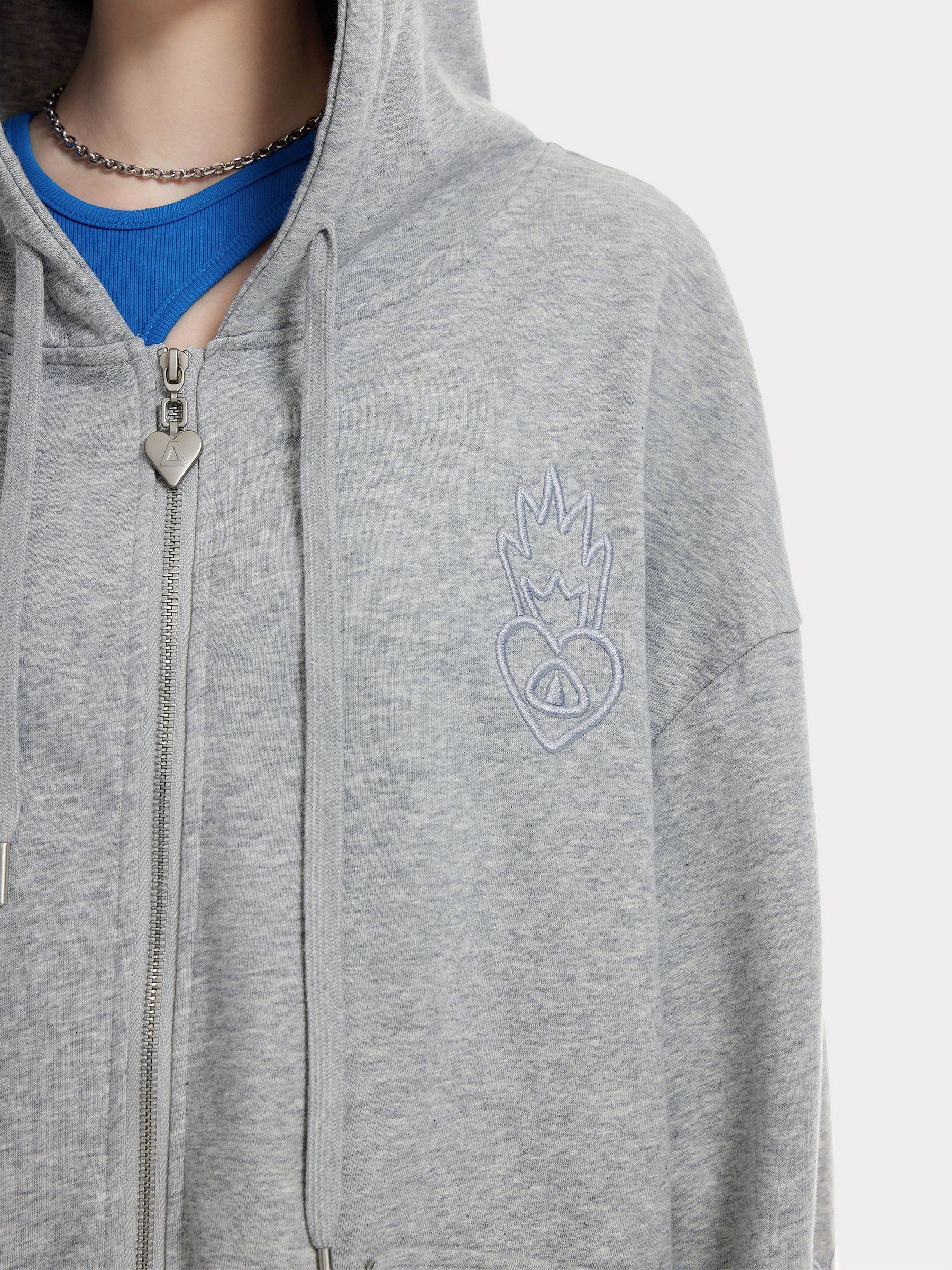 Aelfric Eden Embroidery Rabbit Ears Zip Up Hoodie