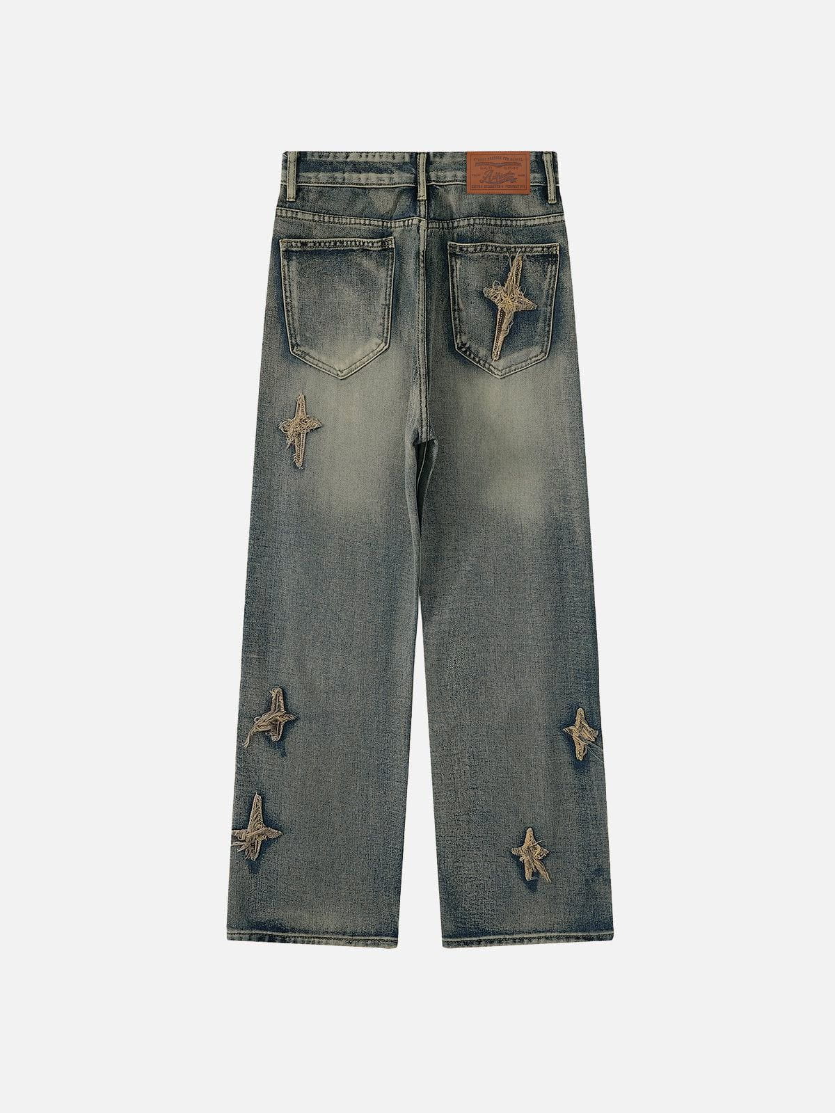 Aelfric Eden Star Embroidered Washed Straight Jeans
