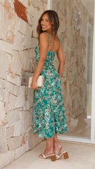 Laury Midi Dress - Green Floral