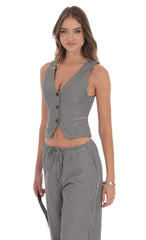 Pinstripe Buttoned Vest in Grey
