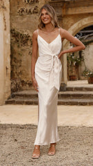 Yasmeen Tie Front Maxi Dress - Champagne