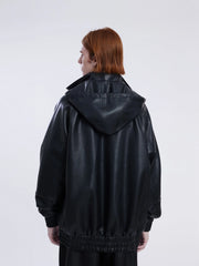 City Of Love Hooded Faux Leather Jacket