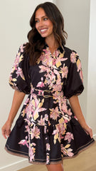 Michelle Mini Dress - Black / Pink